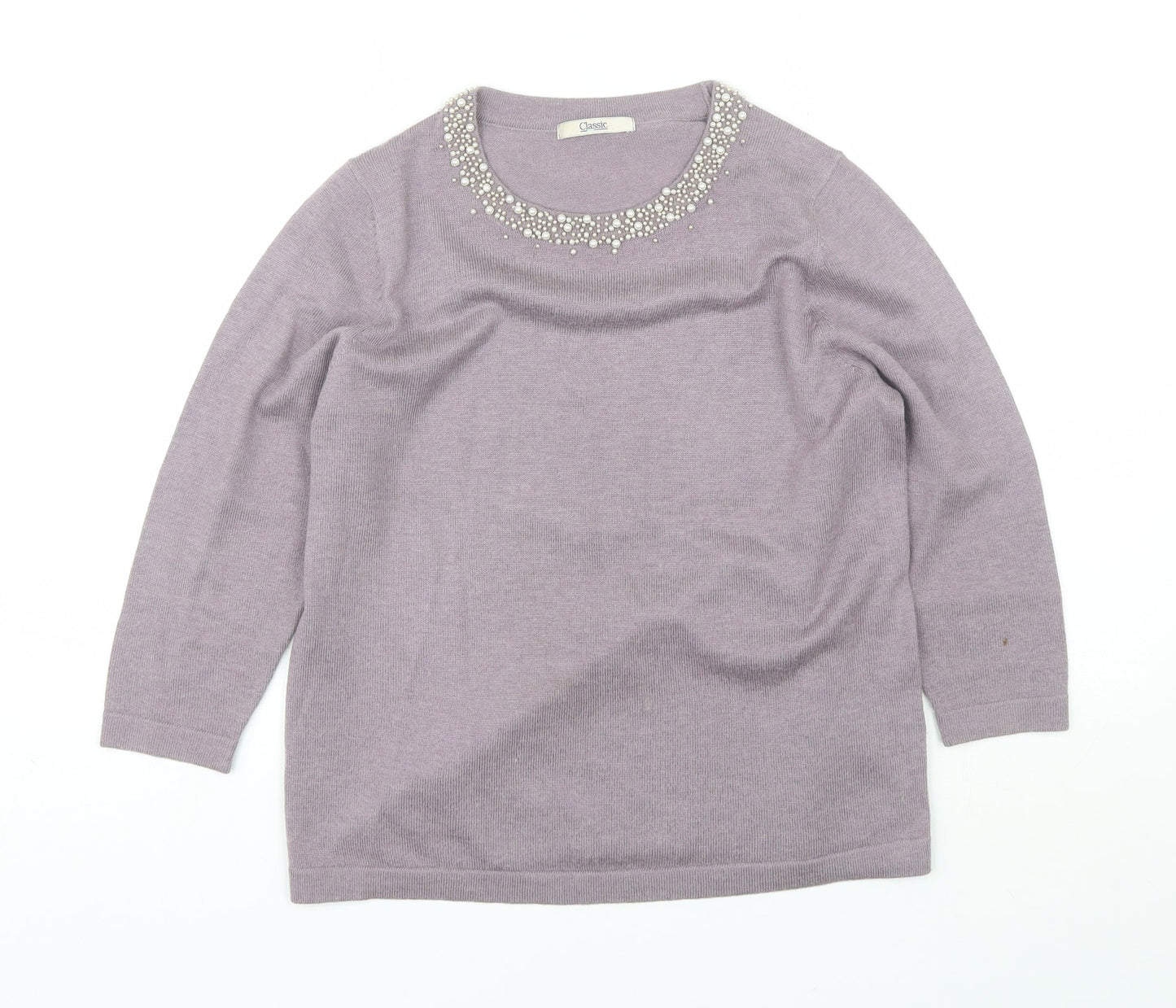 Marks and Spencer Womens Purple Round Neck  Acrylic Pullover Jumper Size 12