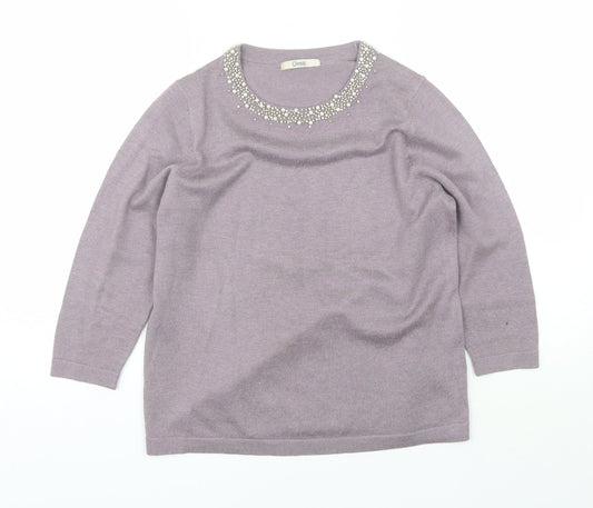 Marks and Spencer Womens Purple Round Neck  Acrylic Pullover Jumper Size 12