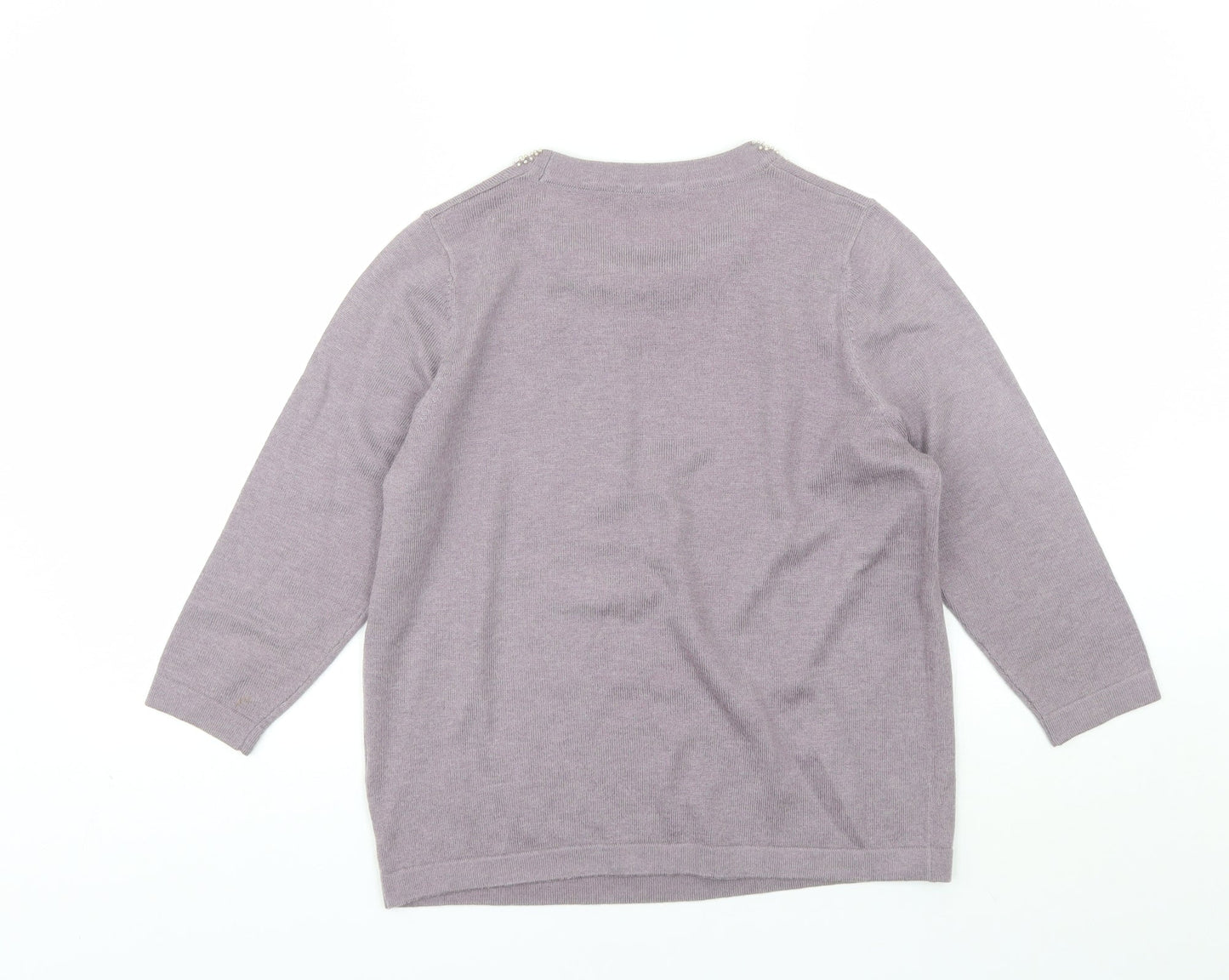 Marks and Spencer Womens Purple Round Neck  Acrylic Pullover Jumper Size 12