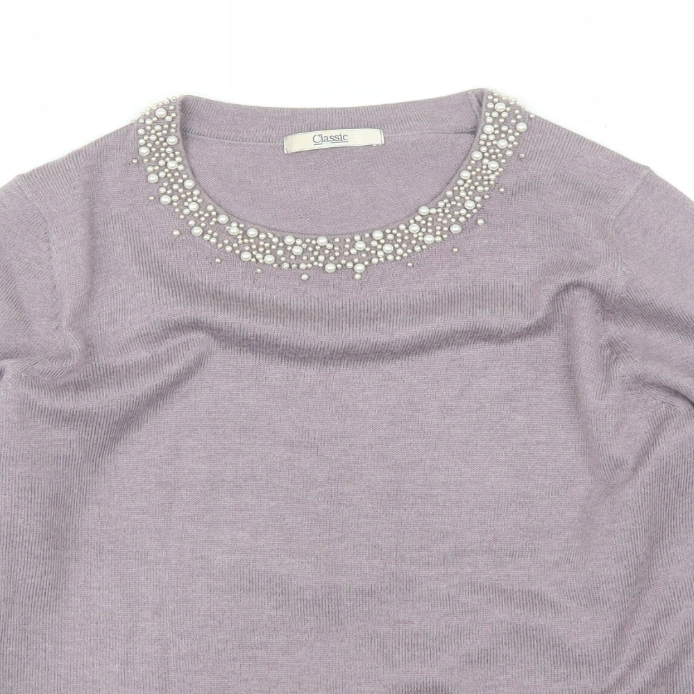 Marks and Spencer Womens Purple Round Neck  Acrylic Pullover Jumper Size 12