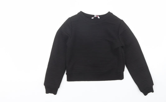 Miss E-vie Girls Black Round Neck  Polyester Pullover Jumper Size 7-8 Years