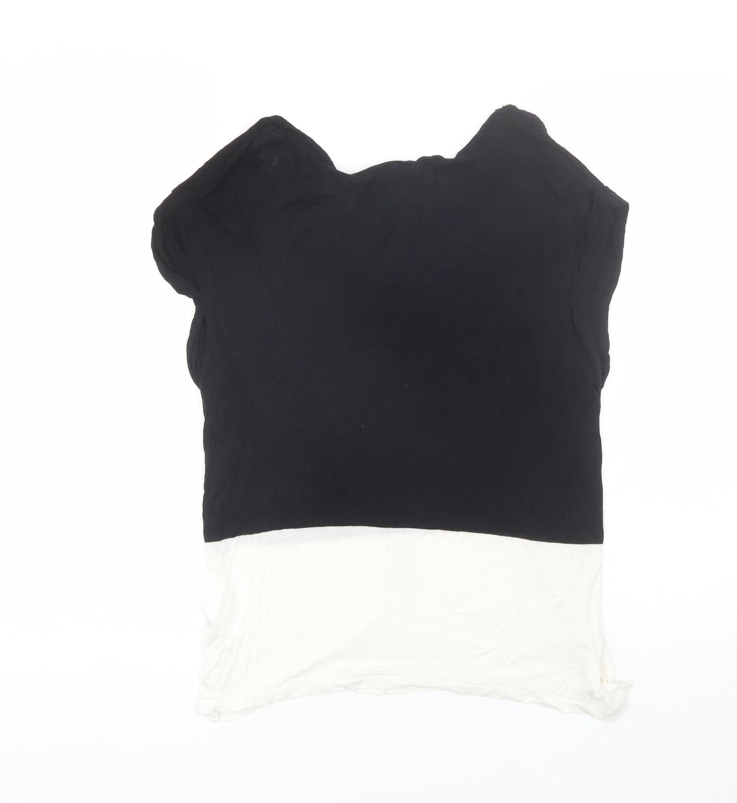 Divided Womens Black  Viscose Basic T-Shirt Size 10 Round Neck