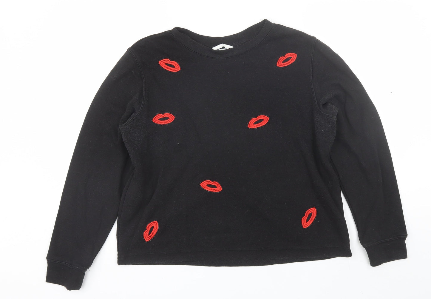 H&M Womens Black Round Neck  Cotton Pullover Jumper Size M