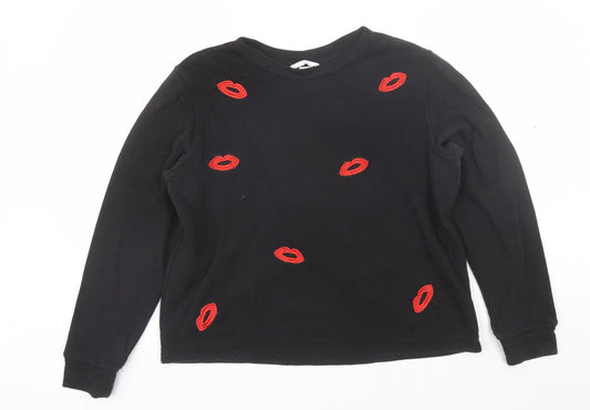 H&M Womens Black Round Neck  Cotton Pullover Jumper Size M