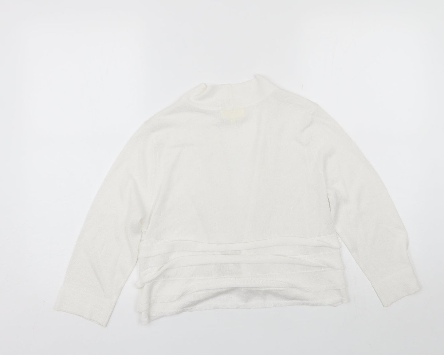 Linea Womens White V-Neck  Viscose Shrug Jumper Size L
