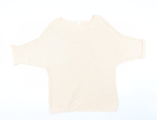 H&M Womens Pink Round Neck  Acrylic Pullover Jumper Size M