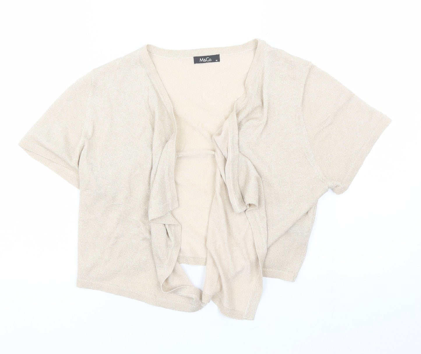 M&Co Womens Beige V-Neck  Viscose Shrug Jumper Size M