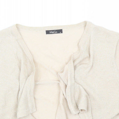 M&Co Womens Beige V-Neck  Viscose Shrug Jumper Size M