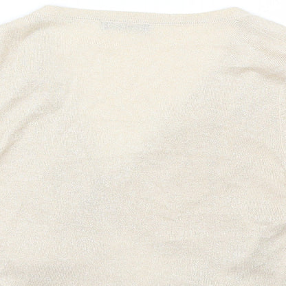 M&Co Womens Beige V-Neck  Viscose Shrug Jumper Size M