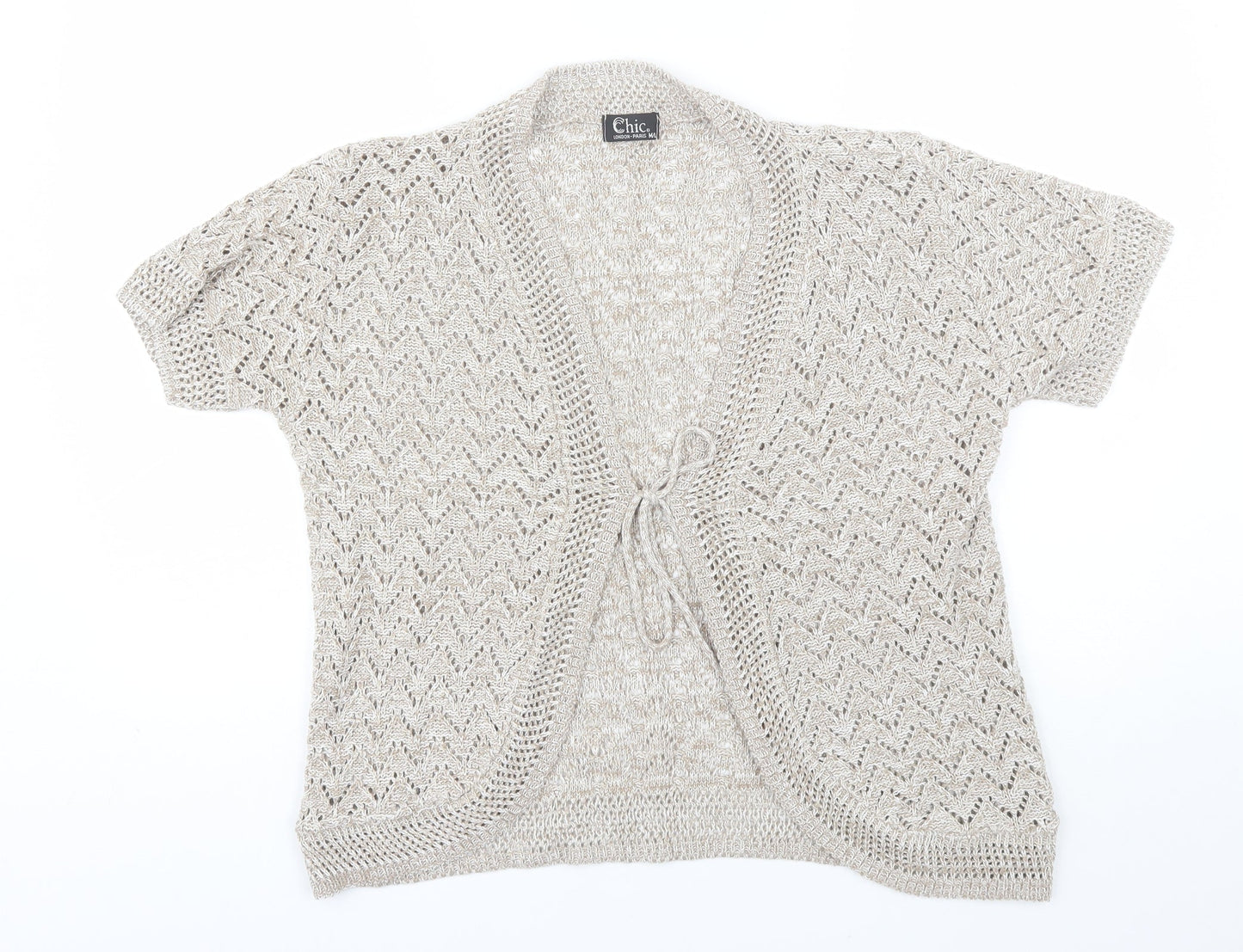 CHIC Womens Beige V-Neck  Cotton Shrug Jumper Size M