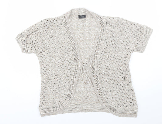 CHIC Womens Beige V-Neck  Cotton Shrug Jumper Size M