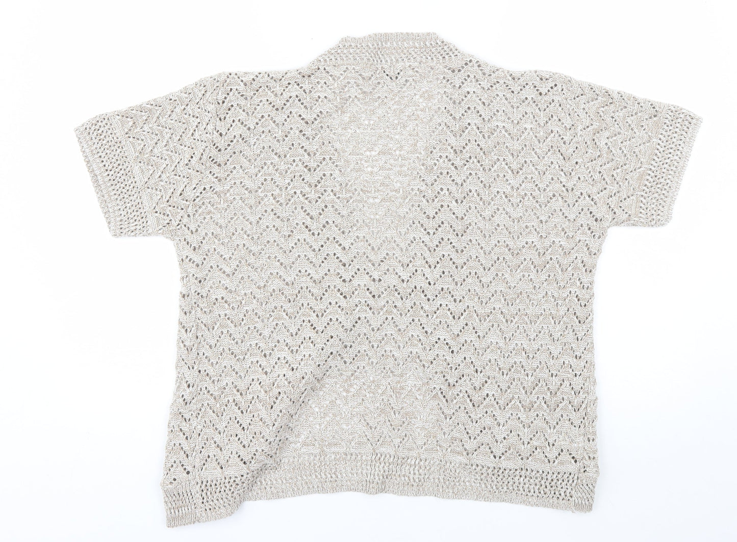 CHIC Womens Beige V-Neck  Cotton Shrug Jumper Size M