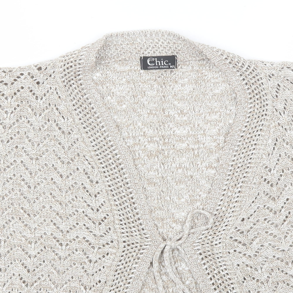 CHIC Womens Beige V-Neck  Cotton Shrug Jumper Size M