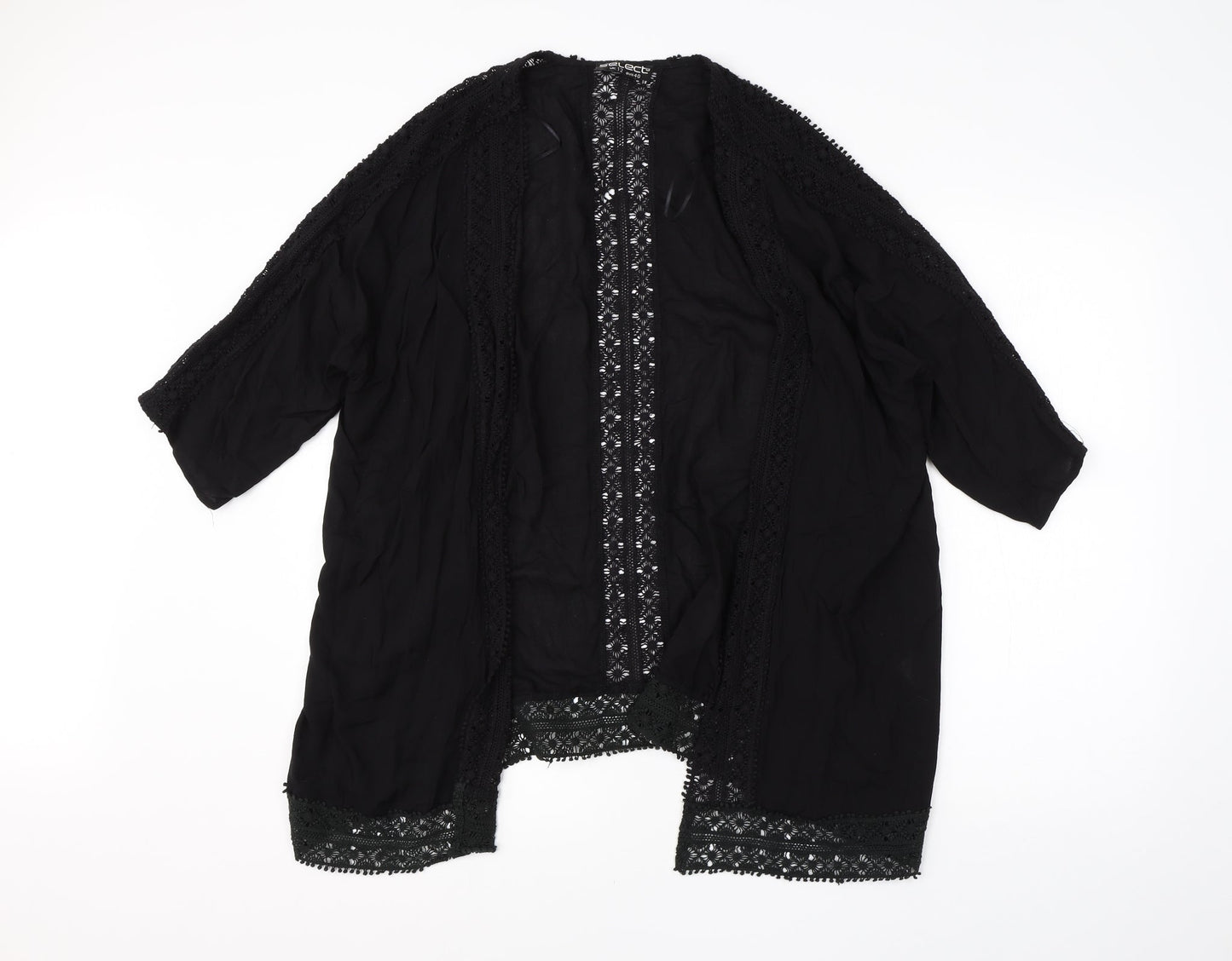 Select Womens Black Round Neck  Viscose Cape Jumper Size 12