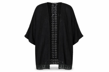 Select Womens Black Round Neck  Viscose Cape Jumper Size 12