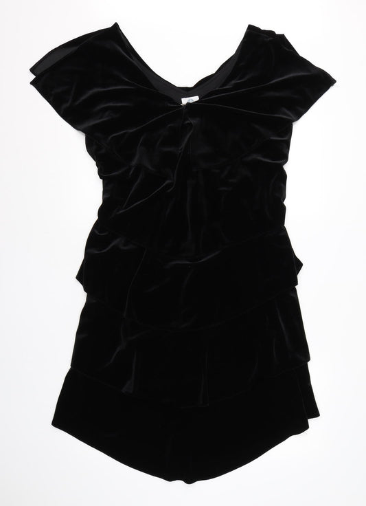 Patra Womens Black  Polyester Shift  Size 14  V-Neck