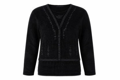 Donna Lewis Womens Black Round Neck  Viscose Pullover Jumper Size M