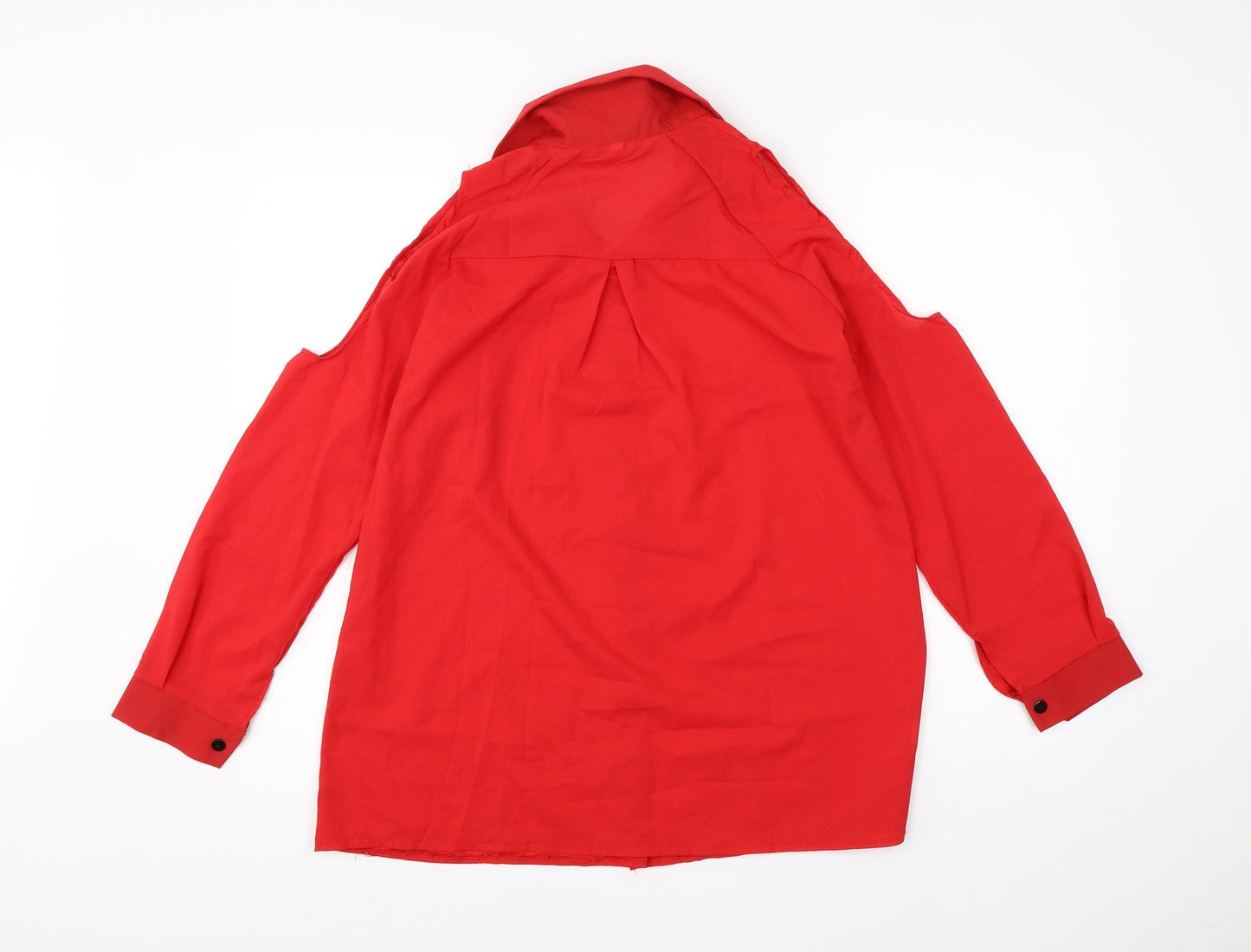 Preworn Womens Red  Polyester Basic Blouse Size M Collared
