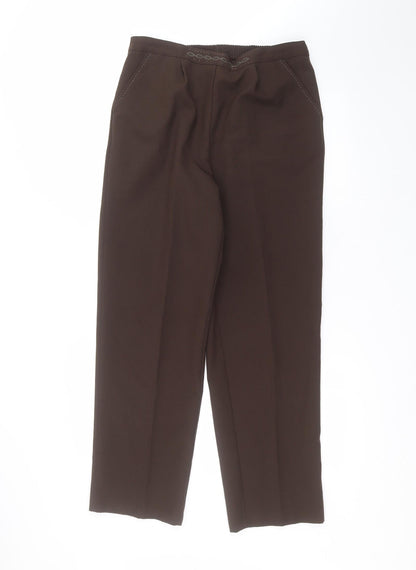 Bonmarché Womens Brown Polyester Trousers Size S L27 in Regular