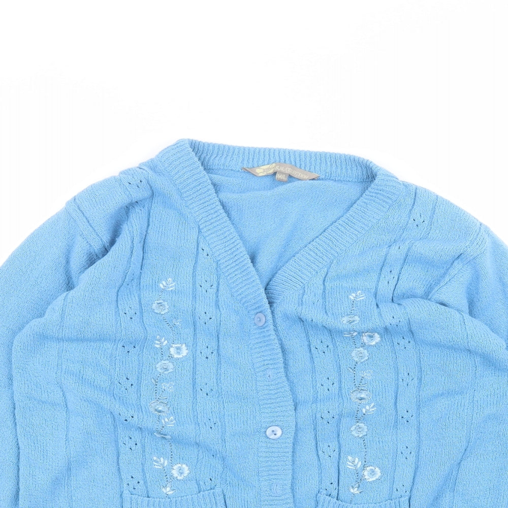 Akal Collection Womens Blue V-Neck  Acrylic Cardigan Jumper Size M