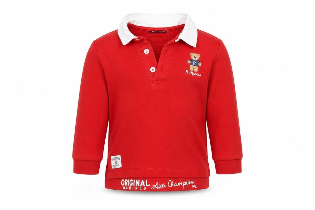 Baby power Baby Red  Cotton Basic Polo Size 18-24 Months Collared