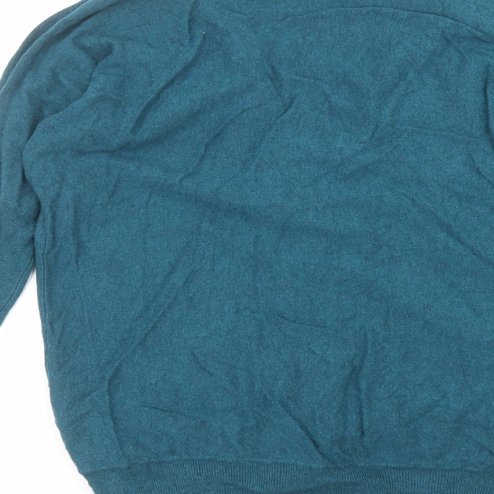 Note Womens Blue V-Neck  Viscose Cardigan Jumper Size 16