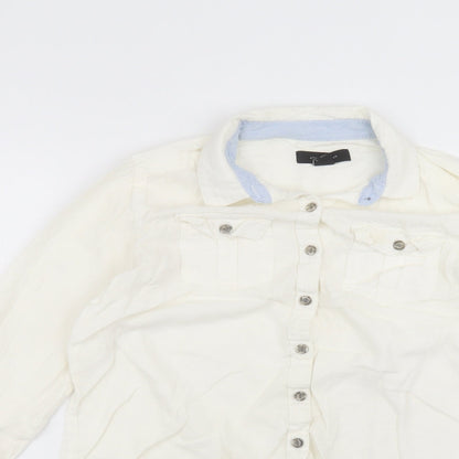 Preloved Atmosphere Womens White  Cotton Basic Button-Up Size 8 Collared - Detail