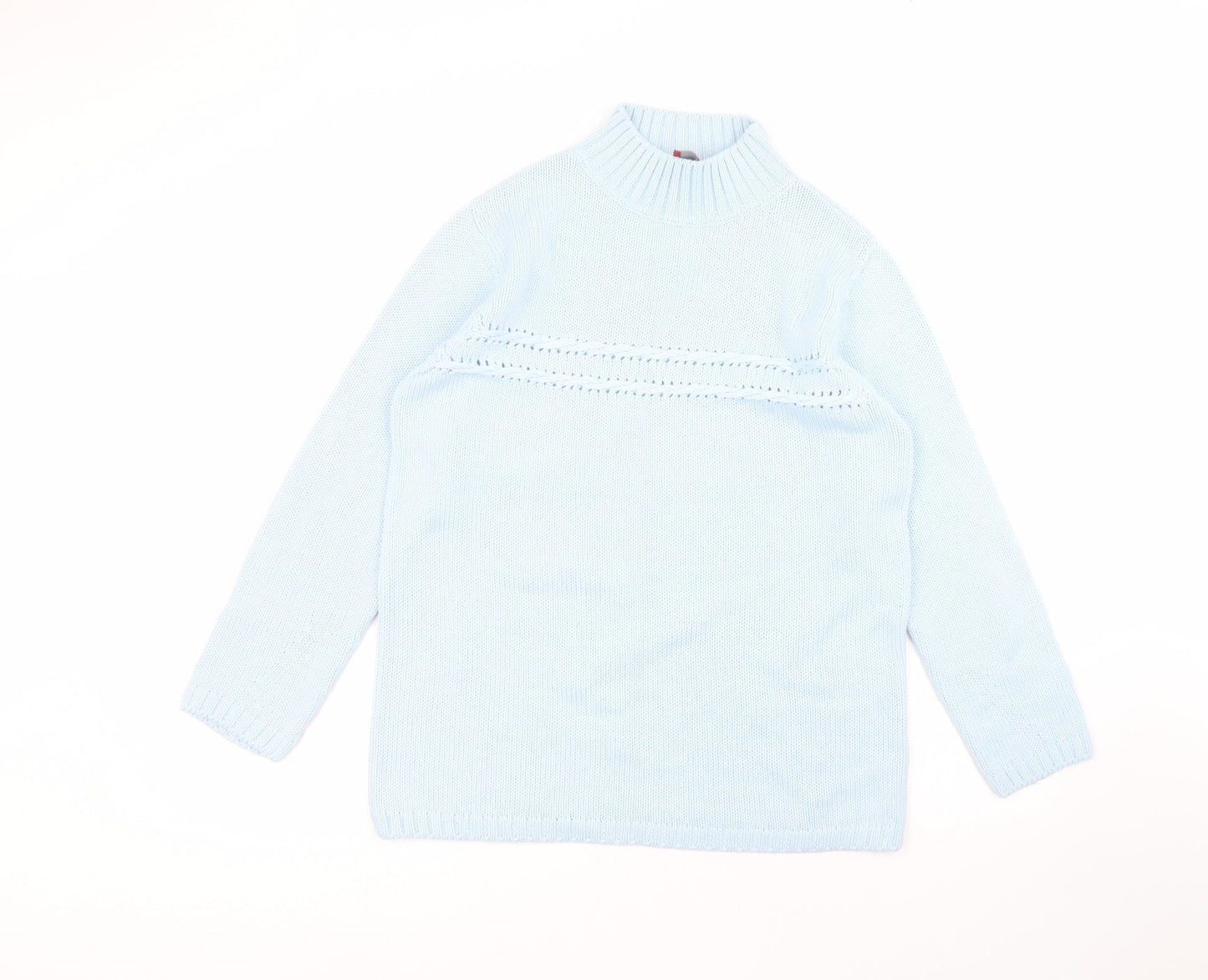 Olsen Womens Blue Round Neck  Acrylic Pullover Jumper Size 12