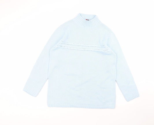 Olsen Womens Blue Round Neck  Acrylic Pullover Jumper Size 12