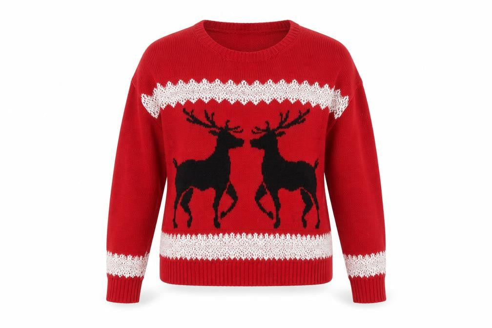 PREVIEW Womens Red Round Neck  Acrylic Pullover Jumper Size M   - christmas