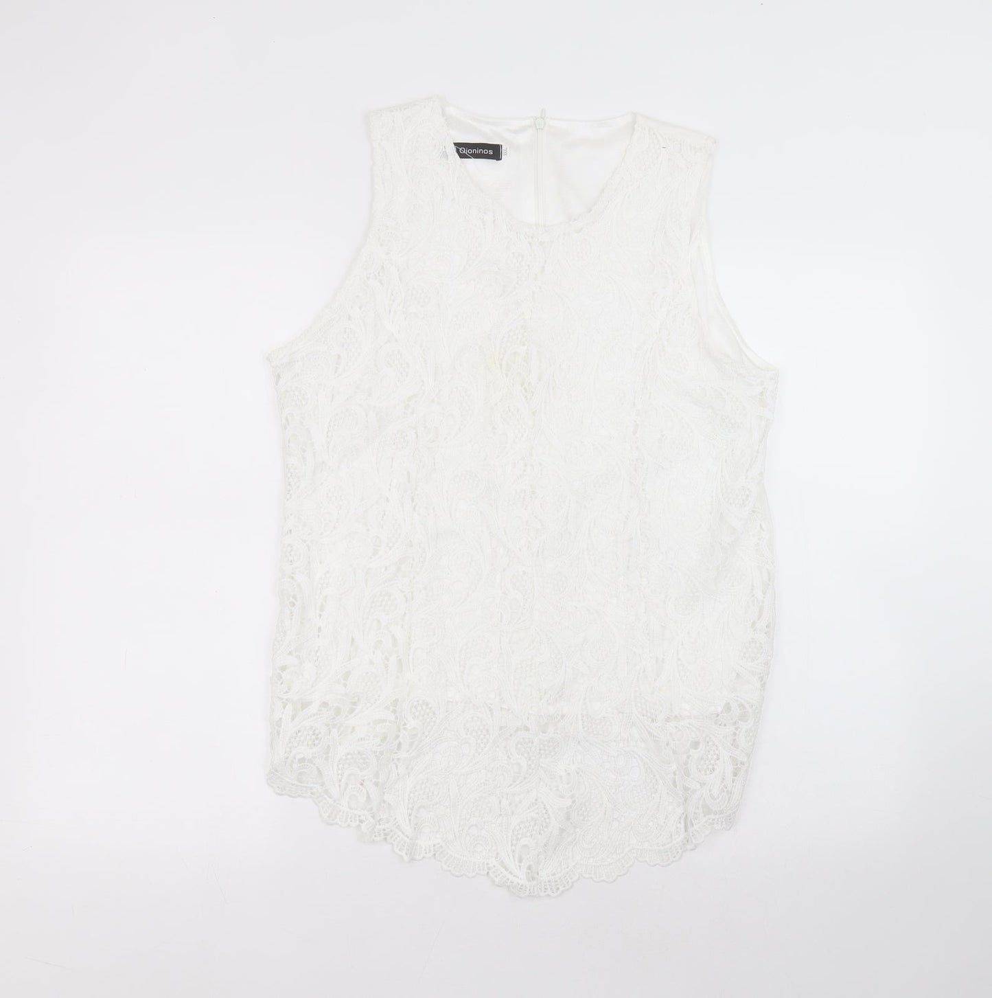 Oioninos Womens White  Polyester Basic T-Shirt Size 3XL Round Neck