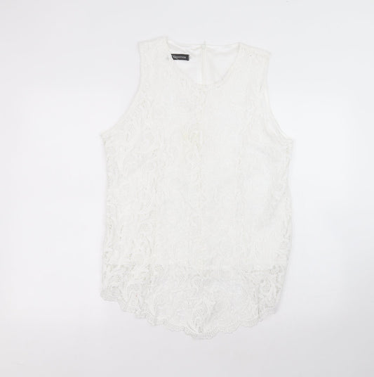 Oioninos Womens White  Polyester Basic T-Shirt Size 3XL Round Neck