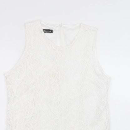 Oioninos Womens White  Polyester Basic T-Shirt Size 3XL Round Neck