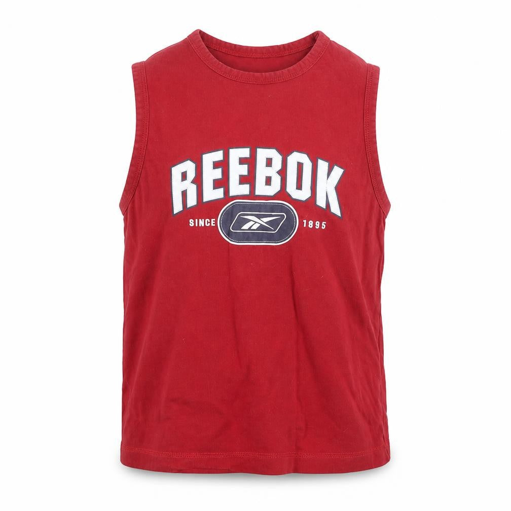 Reebok Boys Red  Cotton Basic Tank Size M Round Neck