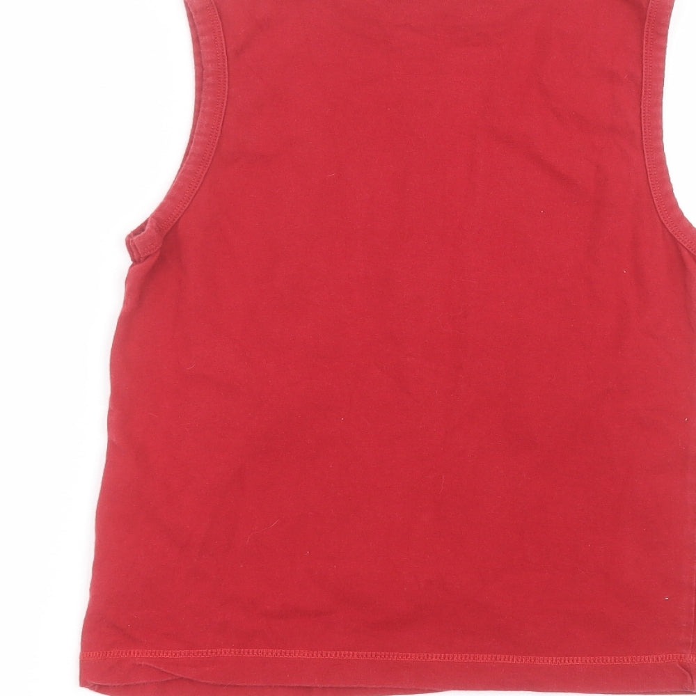 Reebok Boys Red  Cotton Basic Tank Size M Round Neck
