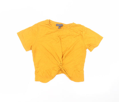 Preloved Primark Womens Yellow  Viscose Basic T-Shirt Size 10 Round Neck - Front
