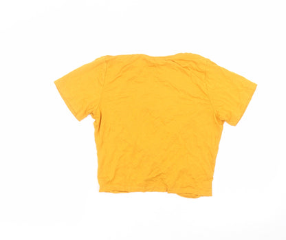 Preloved Primark Womens Yellow  Viscose Basic T-Shirt Size 10 Round Neck - Back