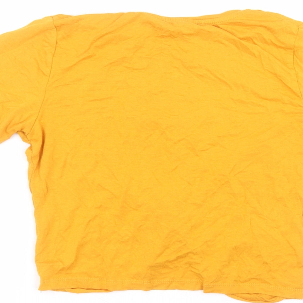 Primark Womens Yellow  Viscose Basic T-Shirt Size 10 Round Neck