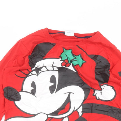 Preloved Disney Womens Red  Cotton Basic T-Shirt Size M Round Neck - Detail