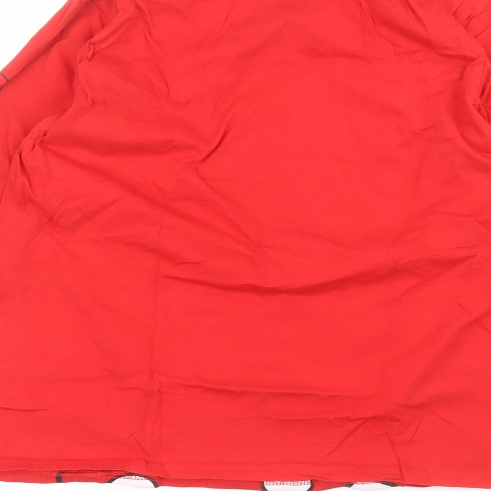 Disney Womens Red  Cotton Basic T-Shirt Size M Round Neck