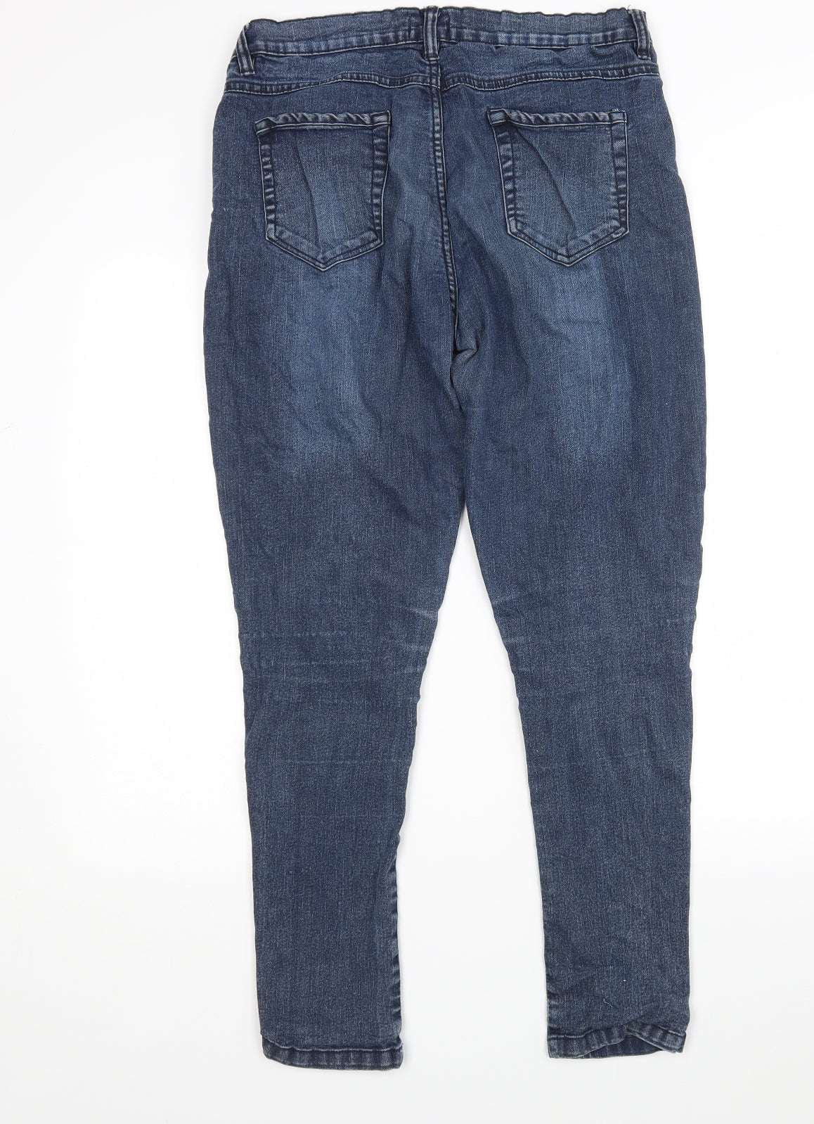 Preworn Womens Blue  Cotton Skinny Jeans Size 12 L28 in Regular