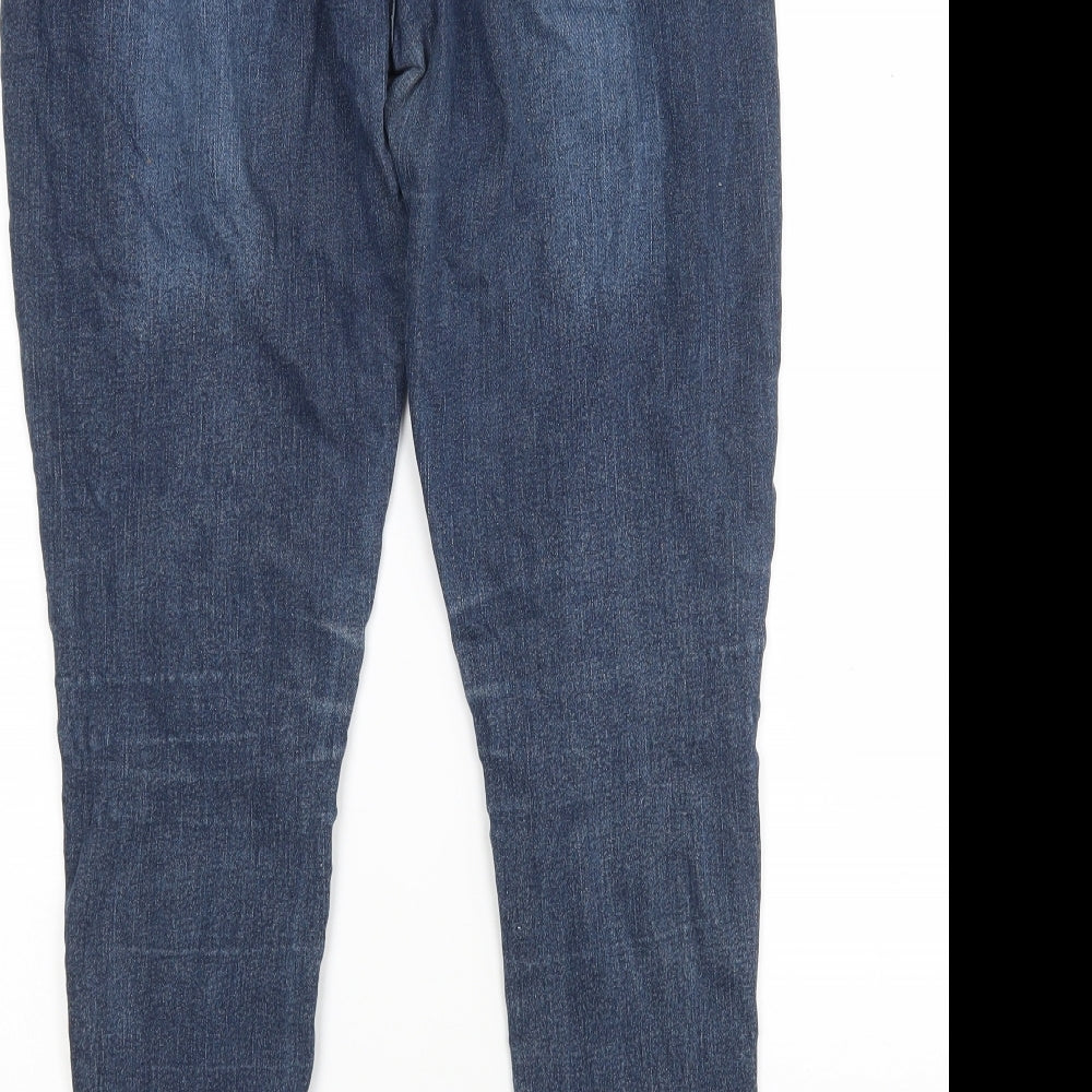 Preworn Womens Blue  Cotton Skinny Jeans Size 12 L28 in Regular