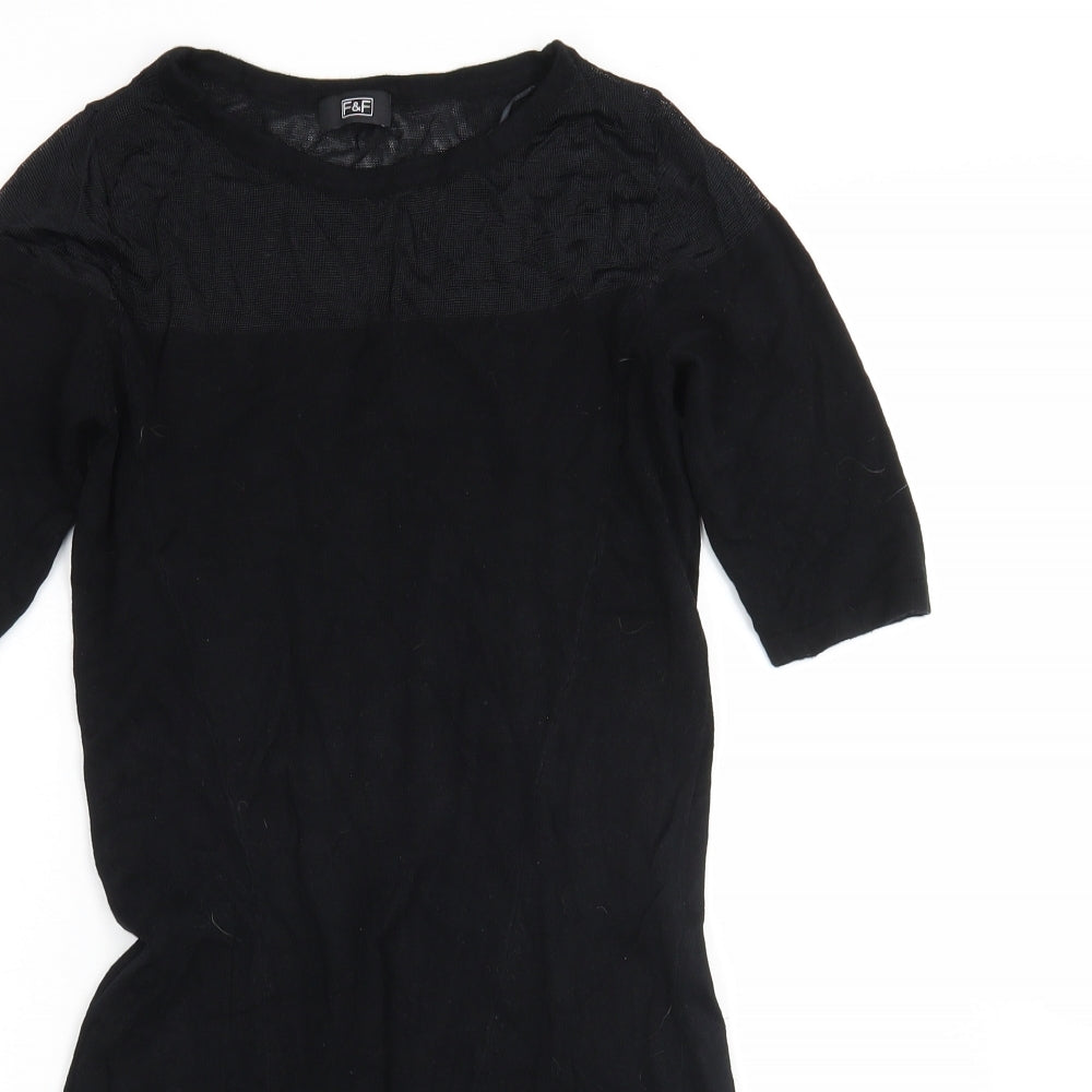 F&F Womens Black  Viscose Jumper Dress  Size 8  Round Neck