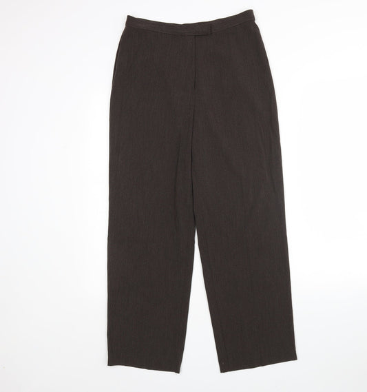 M&S Womens Brown  Polyester Trousers  Size 12 L27 in Regular