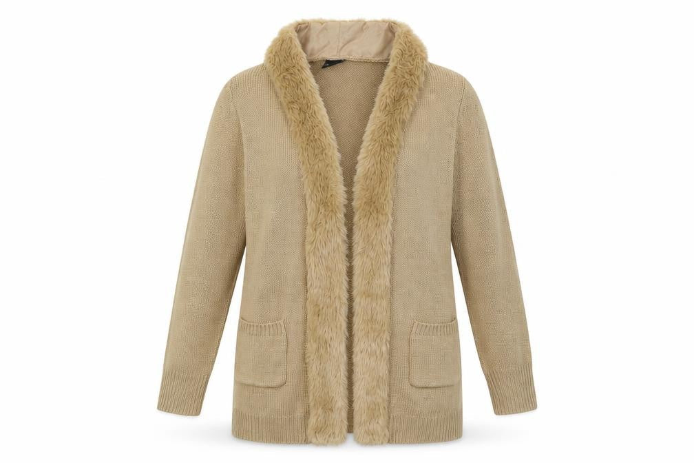B. Yo Womens Beige   Overcoat Coatigan Size 14