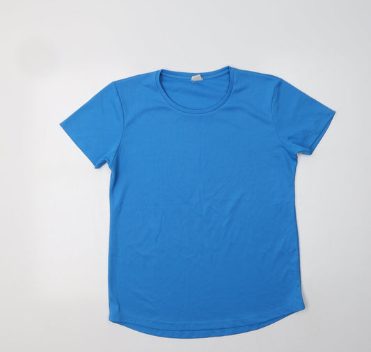 Preworn Womens Blue  Polyester Basic T-Shirt Size M Crew Neck