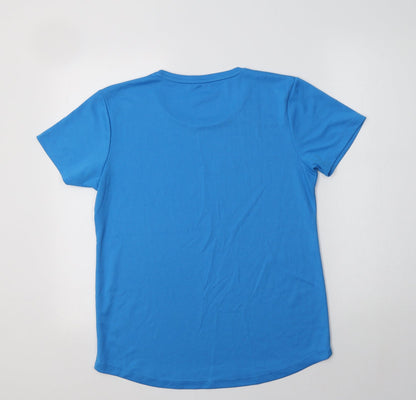 Preworn Womens Blue  Polyester Basic T-Shirt Size M Crew Neck