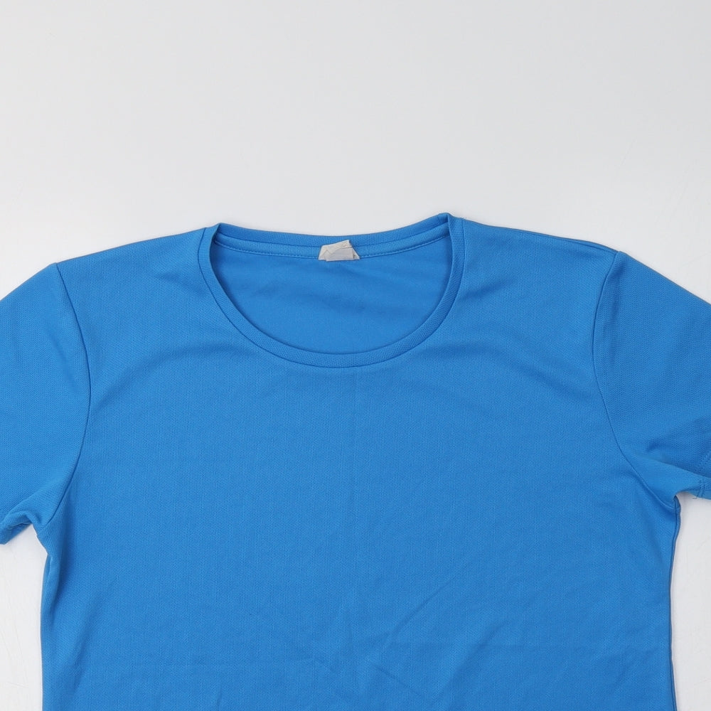 Preworn Womens Blue  Polyester Basic T-Shirt Size M Crew Neck
