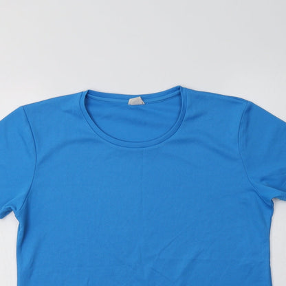 Preworn Womens Blue  Polyester Basic T-Shirt Size M Crew Neck