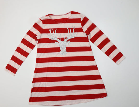 Preworn Womens Red Striped  Chemise Nightshirt Size M   - Stag